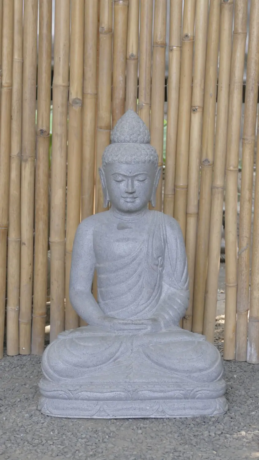  Product image 2 of the product “Seated Buddha made of Riverstone in Dhyana position - gesture of meditation, H.83 cm, natural. ”